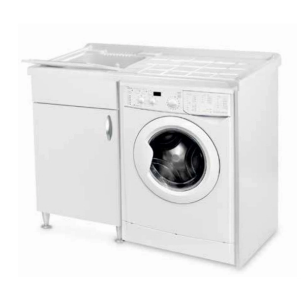 Évier en bois blanc pour lave-linge 109x60 avec 1 porte et cuve en résine à gauche