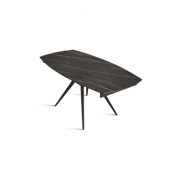 Mesa extensible 180 cm con tapa de gres porcelánico efecto mármol blanco ACHILLE
