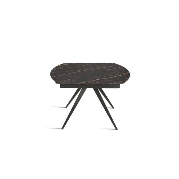 Mesa extensible 180 cm con tapa de gres porcelánico efecto mármol blanco ACHILLE