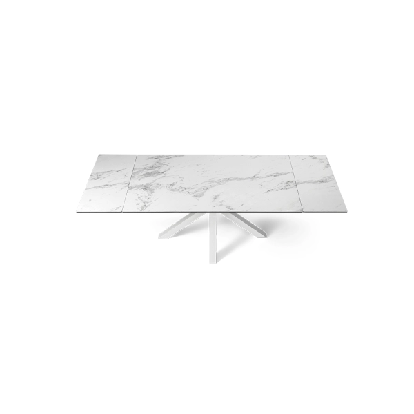 Mesa de comedor extensible tapa de gres porcelánico 240 cm JACKY blanco