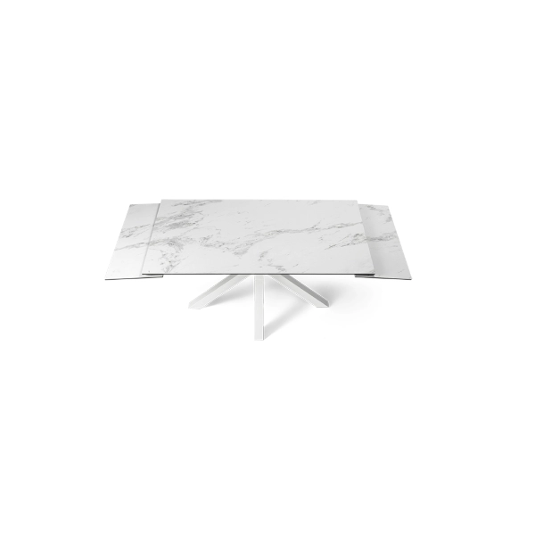 Mesa de comedor extensible tapa de gres porcelánico 240 cm JACKY blanco