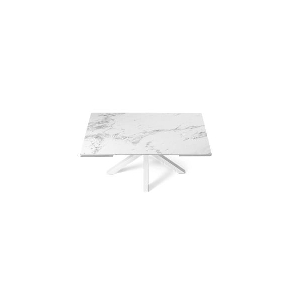 Mesa de comedor extensible tapa de gres porcelánico 240 cm JACKY blanco