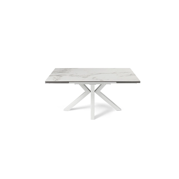 Mesa de comedor extensible tapa de gres porcelánico 240 cm JACKY blanco