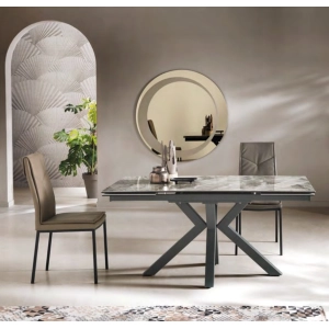 Ausziehbarer Esstisch 240 cm Feinsteinzeugplatte JACKY grau