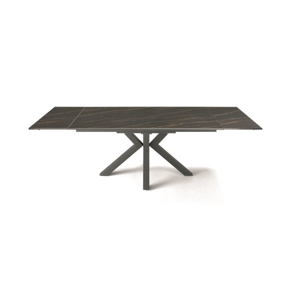 Mesa de cocina extensible 240 cm Tapa de gres porcelánico negro JACKY