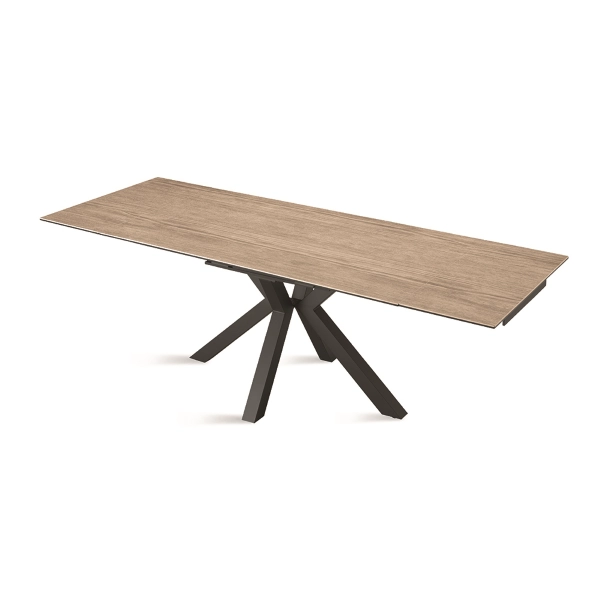 Mesa de cocina extensible 240 cm JACKY Tapa de gres porcelánico roble