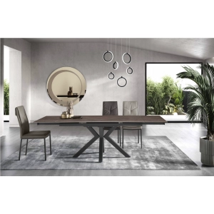 Table de cuisine extensible 240 cm Tek JACKY plateau en grès cérame