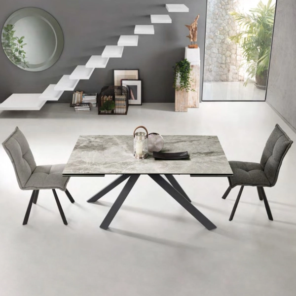 Mesa extensible 240 cm NESTORE tapa de gres porcelánico gris