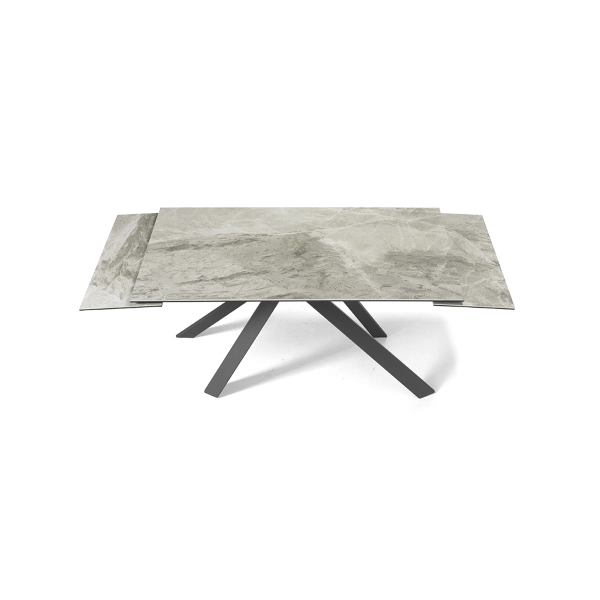 Mesa extensible 240 cm NESTORE tapa de gres porcelánico gris