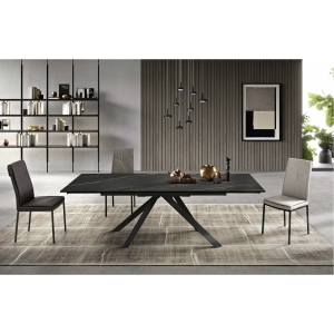 Table extensible 240 cm NESTORE Plateau en grès cérame noir