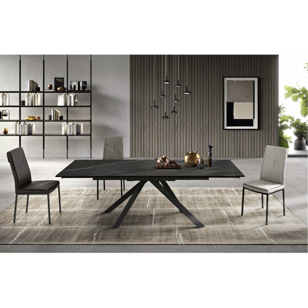 Mesa extensible 240 cm NESTORE Tapa gres porcelánico negro