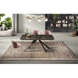 Table extensible 240 cm NESTORE Plateau en grès cérame marron