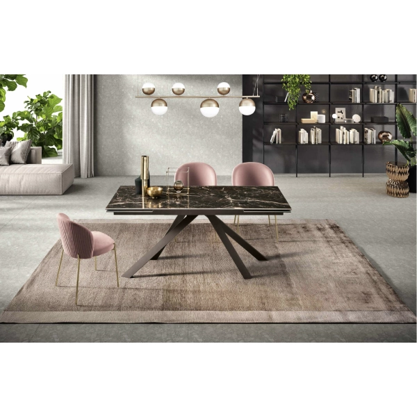 Mesa extensible 240 cm NESTORE Tapa gres porcelánico marrón