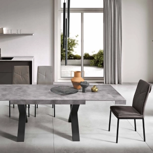 Ausziehbarer Tisch auf 260 cm mit PARIDE Zementlaminat-Holzeffektstruktur