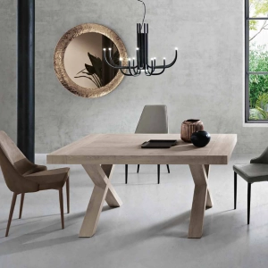 Ausziehbarer Tisch auf 260 cm mit Struktur in PARIDE grauem Nadelstreifen-Holzeffekt-Laminat