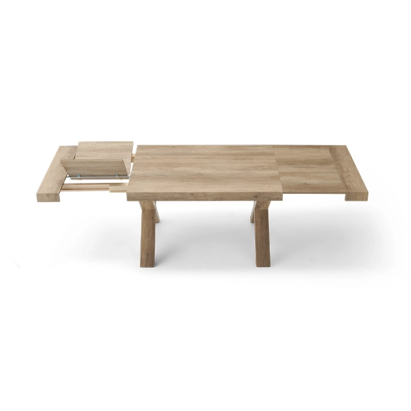 Mesa extensible a 260 cm con estructura en laminado efecto madera PARIDE roble rústico