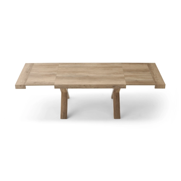 Mesa extensible a 260 cm con estructura en laminado efecto madera PARIDE roble rústico