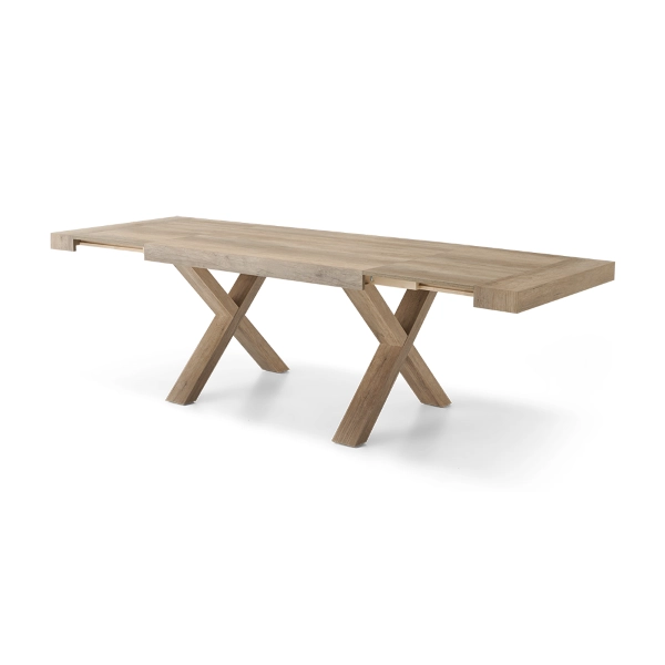 Mesa extensible a 260 cm con estructura en laminado efecto madera PARIDE roble rústico