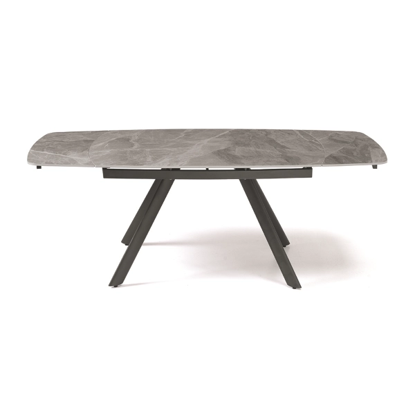 Mesa moderna TERENCE extensible a 210 cms con base de metal y tapa Efecto Mármol Gris