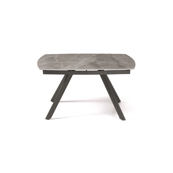Mesa moderna TERENCE extensible a 210 cms con base de metal y tapa Efecto Mármol Gris