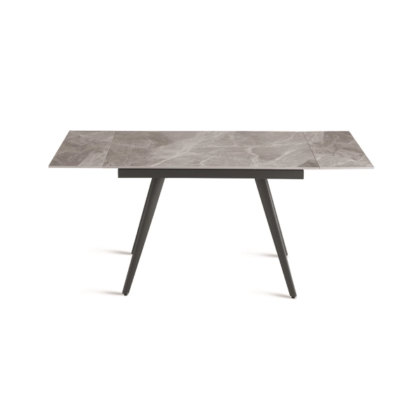 Mesa con sobre efecto Mármol Gris y base metálica extensible hasta 180 cms ORESTE