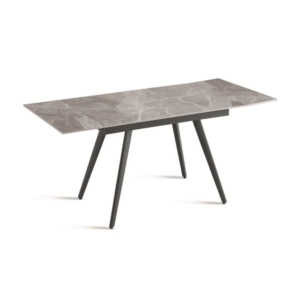 Mesa con sobre efecto Mármol Gris y base metálica extensible hasta 180 cms ORESTE