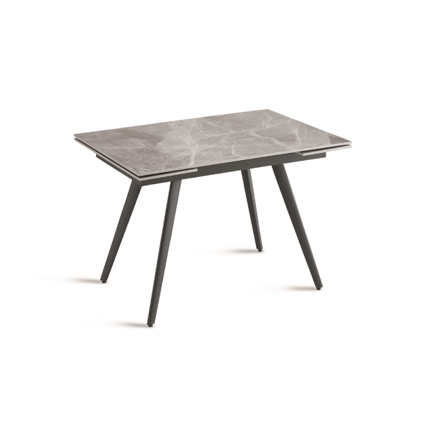 Mesa con sobre efecto Mármol Gris y base metálica extensible hasta 180 cms ORESTE