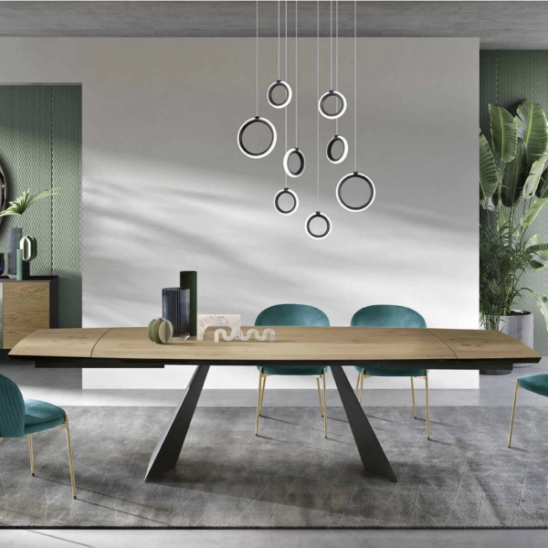 Mesa extensible de 300 cm con tapa de roble crudo GILMOUR