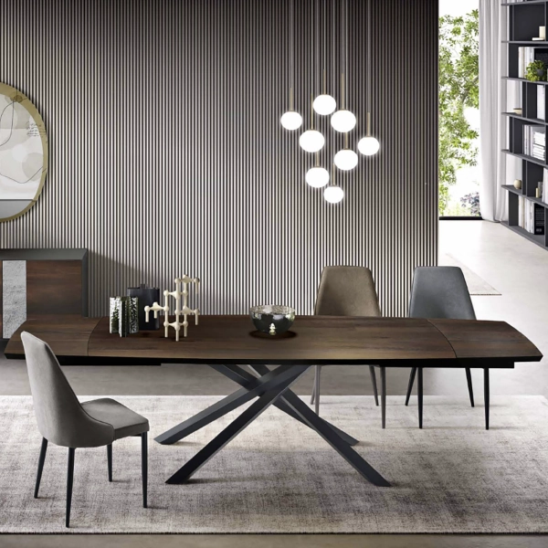Mesa extensible FLOYD de 300 cm con tapa de Roble Térmico