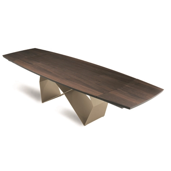 Mesa extensible 300 cm con base de metal Beige y tapa WALL Thermal Oak