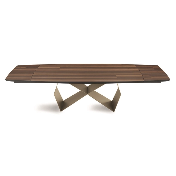 Mesa extensible de 300 cm con base de metal Beige y tapa WALL de Eucalipto