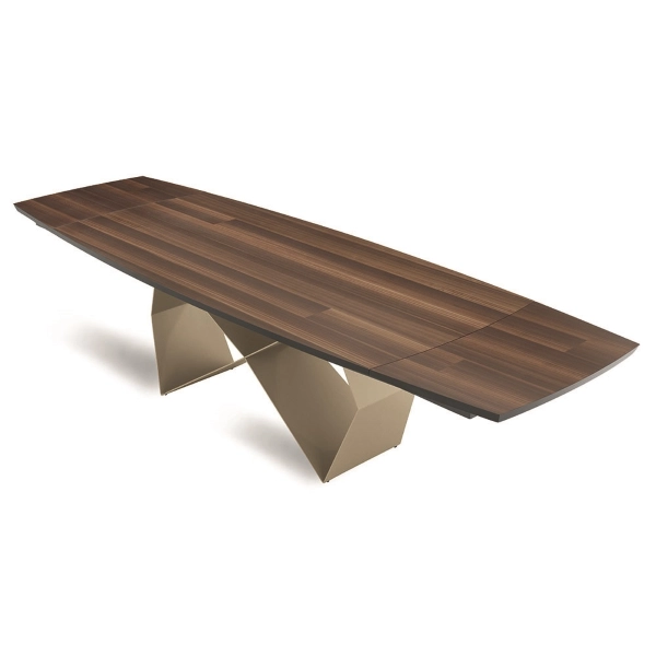 Mesa extensible de 300 cm con base de metal Beige y tapa WALL de Eucalipto