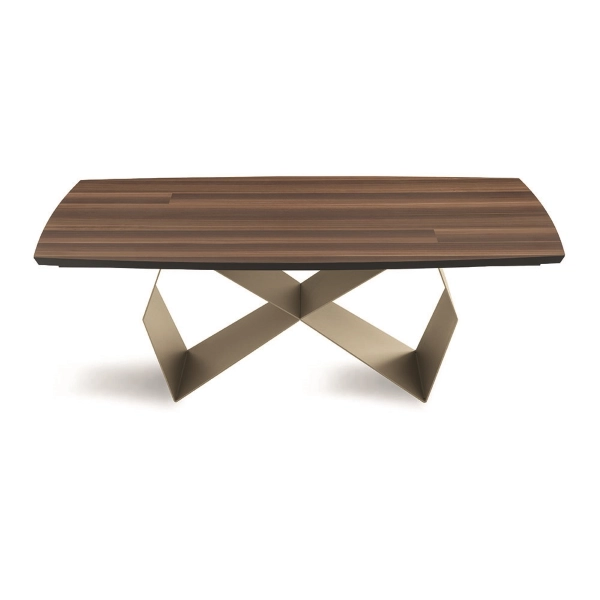 Mesa extensible de 300 cm con base de metal Beige y tapa WALL de Eucalipto
