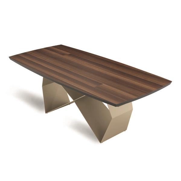 Mesa extensible de 300 cm con base de metal Beige y tapa WALL de Eucalipto