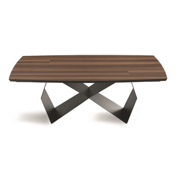 Mesa extensible de 300 cm con base de metal negro y tapa WALL de Eucalipto