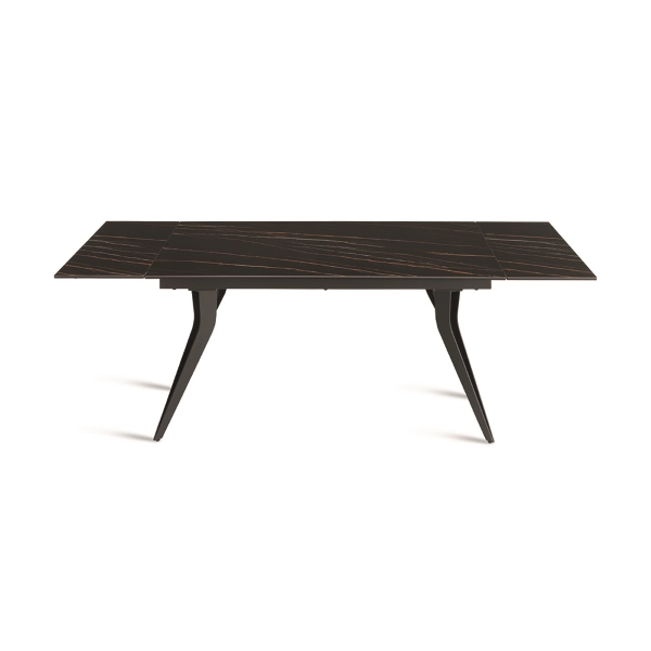 Mesa extensible THOR de 240 cm con base de metal y tapa efecto mármol negro