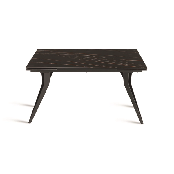 Mesa extensible THOR de 240 cm con base de metal y tapa efecto mármol negro