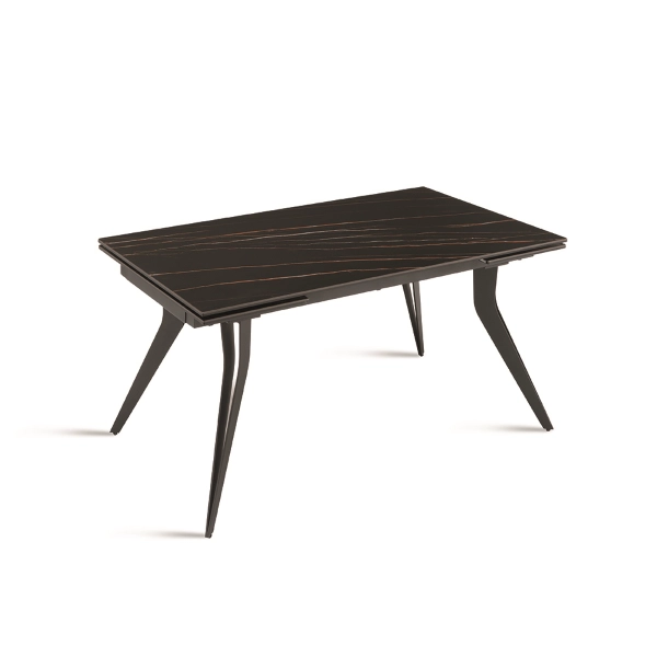 Mesa extensible THOR de 240 cm con base de metal y tapa efecto mármol negro