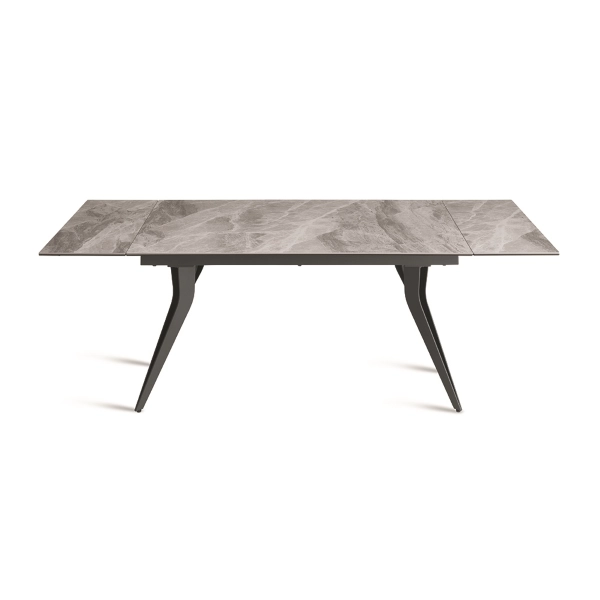 Mesa extensible THOR de 240 cm con base de metal y tapa efecto mármol gris