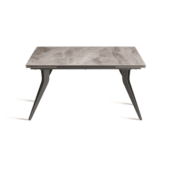Mesa extensible THOR de 240 cm con base de metal y tapa efecto mármol gris