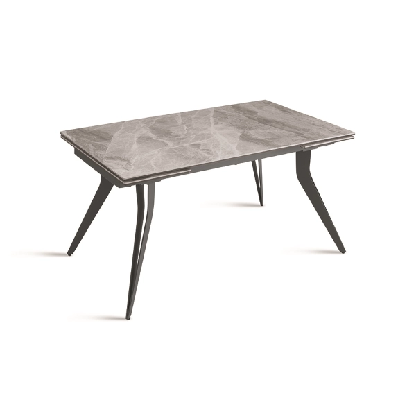 Mesa extensible THOR de 240 cm con base de metal y tapa efecto mármol gris