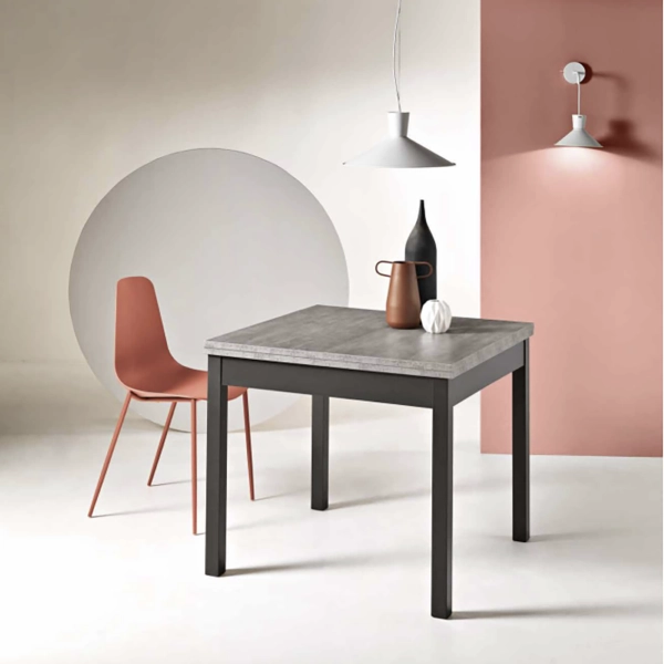 Mesa plegable de cocina de madera de 90 cm a 180 cm de hormigón - UGO