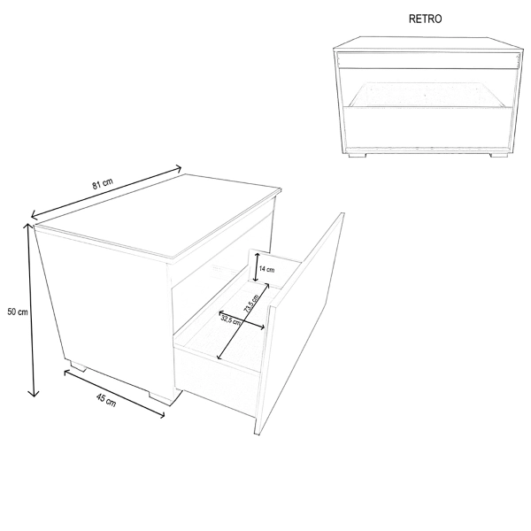 Cassa Panca con cassettone in legno 81 cm TORTORA