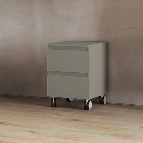 Desserte polyvalente en bois à roulettes et 2 tiroirs 41x44xH58 argile
