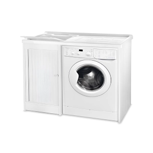 Washroom with shutter in White PVC 105x60 with resin washing machine tub SX