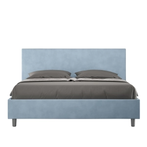 Bed with bed frame 160x190 upholstered microfibre Adele light blue
