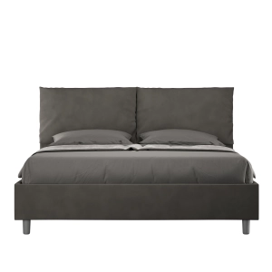 Gepolstertes Bett mit Bettkasten 160x190 mit Mikrofaserbezug Grau Antea