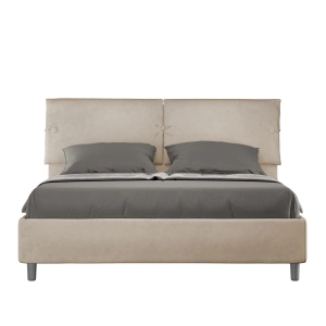 Gepolstertes Bett mit Lattenrost 160x200 mit Mikrofaserbezug Sandfarbe Sleeper