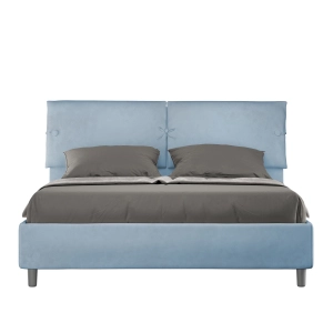 Storage bed with bed frame 160x200 upholstered microfibre Sleeper light blue