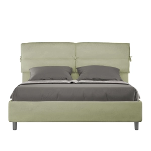 Bed with bed frame 160x190 upholstered microfibre Nandy green tea